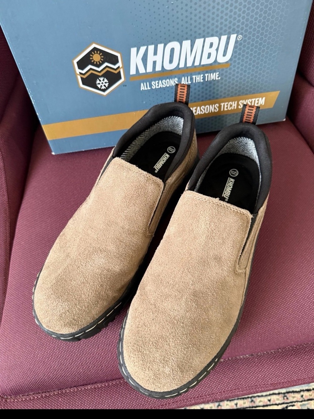 Khombu Men’s Slip-On Suede Loafers — Light Brown